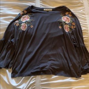 Cropped Gray with Flowers